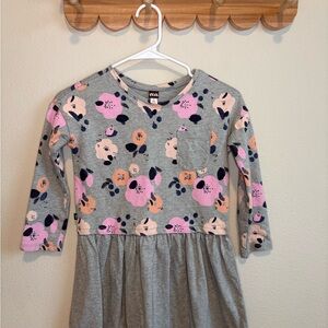 Tea Collection Grey Floral Knit Dress with Pink & Peach Blooms